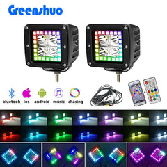 RGB Halo Cubes Led Fog Lights Square Spot Pods Chasing Work Light for Suv Utv Jeep