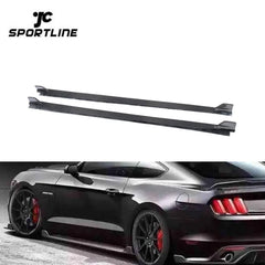 1Pair Carbon Fiber Car Side Skirt Sills for Ford Mustang GT Coupe 2-Door 2015-2017