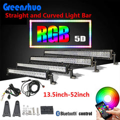 Wholesale 22 32 42 50 52 Inch 5d Rgb Led Work Light Waterproof Light Bar Bluetooth Control