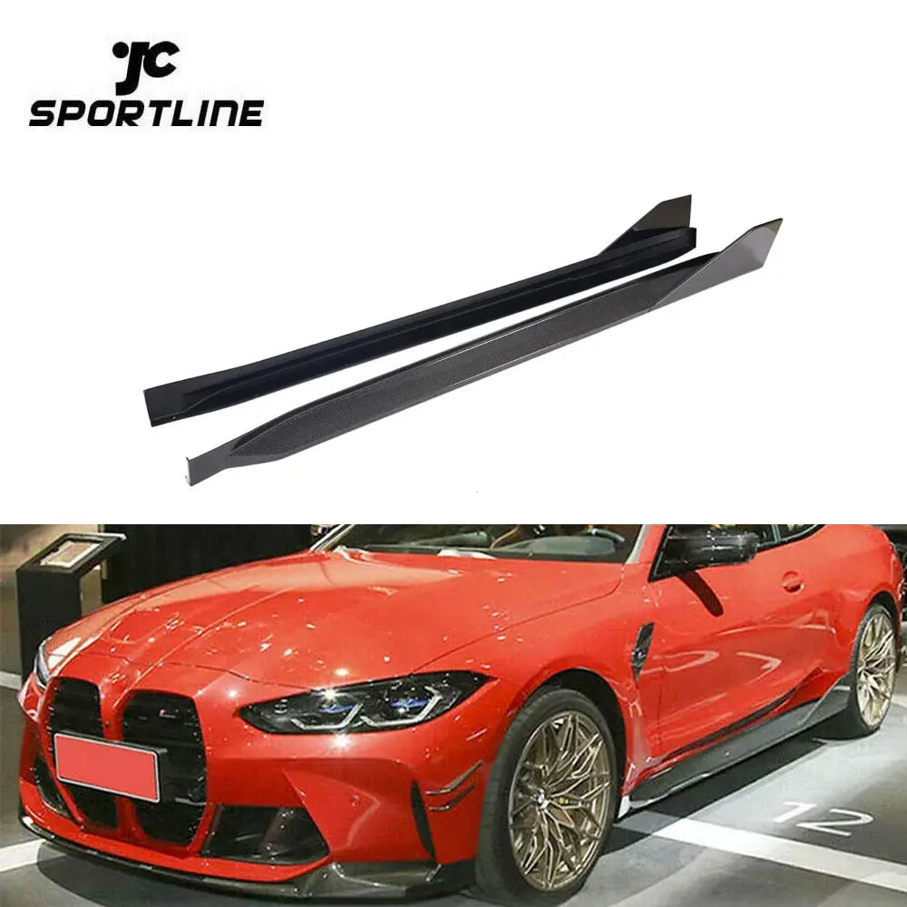 JCSportline Carbon Fiber G82 Side Skirts Extinsion for BMW 4 Series G82 M4 Coupe 2-Door 2021-2022 P Style