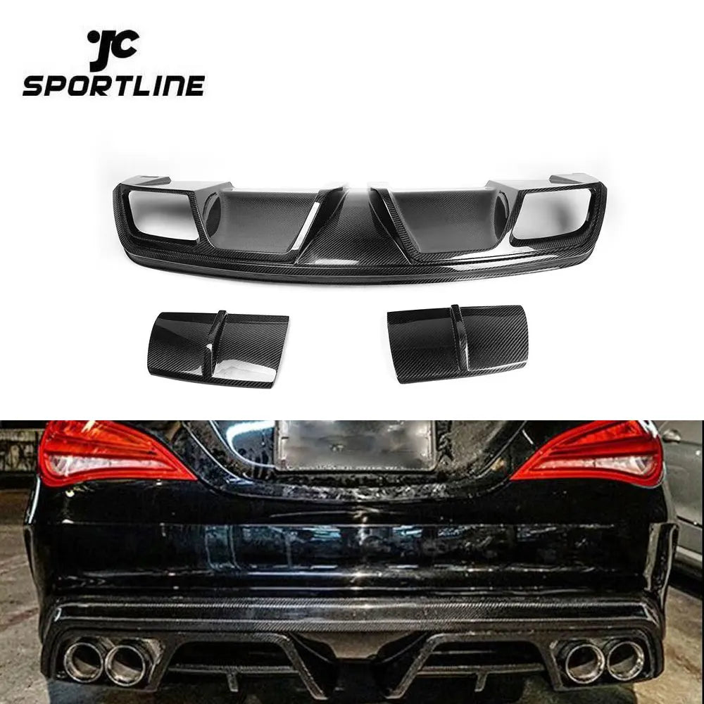 Carbon Fiber Rear Diffuser Lip Spoiler for Mercedes Benz C117 CLA250 CLA260 CLA45 2013-2014