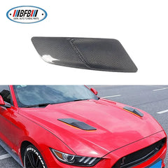 Carbon Fiber Hood Engine Air Vent Cover Trim Add on type For Ford Mustang 2015-2017