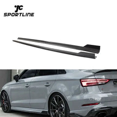 JCSportline S3 RS3 Carbon Side Skirts Extension for Audi S3 RS3 Sedan 4-Door 2014-2019