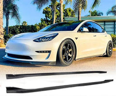 Carbon Fiber Side Skirt Extension Lip Rocker Panel Kit for Tesla Model 3 2016 - 2022