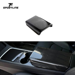 Dry Carbon Fiber Model 3 Car Armrest Storage Box Panel Cover for Tesla Model 3 Electric Car 2019-2023