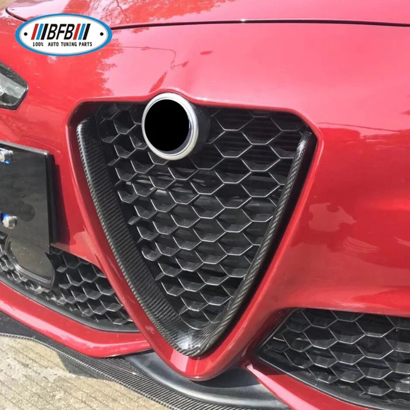 Real Dry Carbon Fiber Front Grill V Frame Cover for Alfa Romeo Giulia Sedan 4-Door 2016-2018