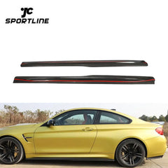 For BMW F82 F83 M4 2-Door Carbon Fiber Side Skirts Extension Lip Spoiler 2014 2019