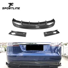 Vacuum Carbon Rear Diffuser Splitters for Tesla Model S 70D P85D 90D P100D 16-18