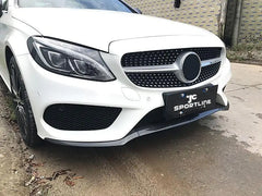 Carbon Fiber front lip splitter Spoiler for Mercedes Benz C Class W205 A205 C205 Sport C43 AMG 2 Door 4 Door 2015-2017