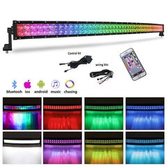 50 52inch RGB Led Chasing Light App Control 5D Curved Led Light Bar for Trucks Utv Off Road Jeep