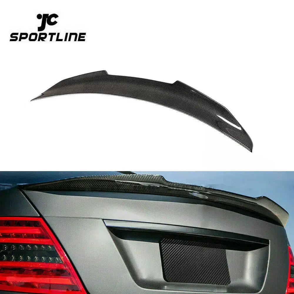 For Mercedes Benz C Class W204 Sedan 07-14 Rear Trunk Spoiler Wing Carbon Fiber