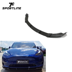 Dry Carbon Fiber Auto Front Bumper Spoiler for Tesla Model Y Sport Utility 4-Door 2019-2021