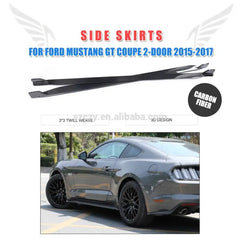 1Pair Carbon Fiber Car Side Skirt Sills for Ford Mustang GT Coupe 2-Door 2015-2017