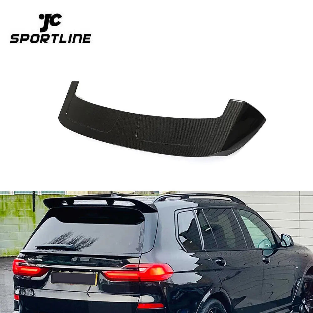 Glossy Carbon Fiber X7 G07 Car Rear Roof Spoiler for BMW X7 M50i Sport Utility 4-Door 2020 2021