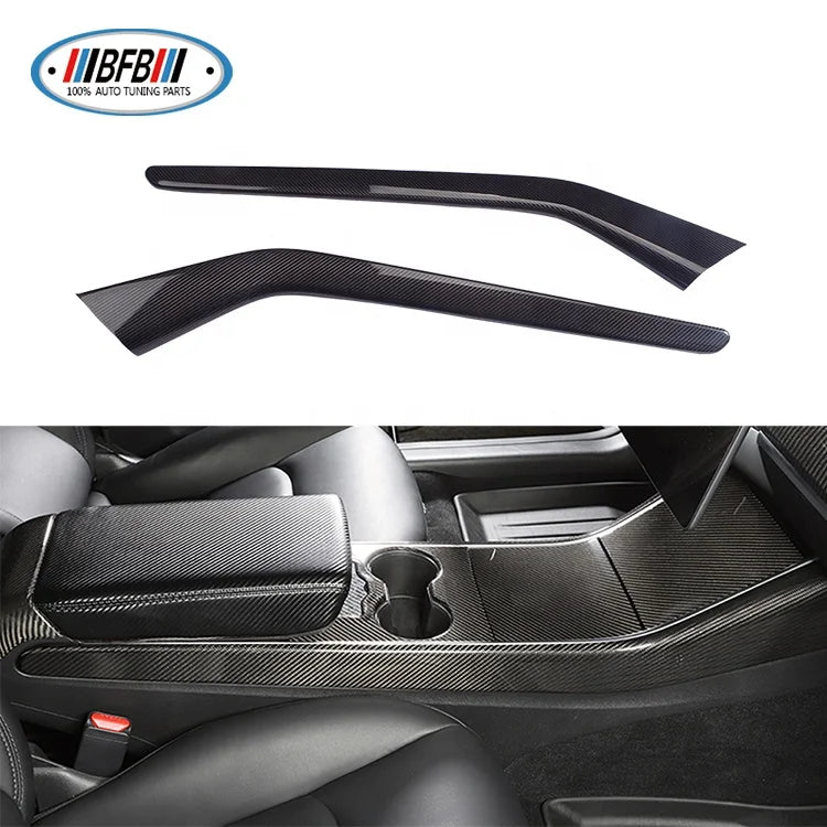 Real Carbon Car Interior Center Console Side Trim Strips for Tesla Model 3 2019 Inner Accessories protective cover frame