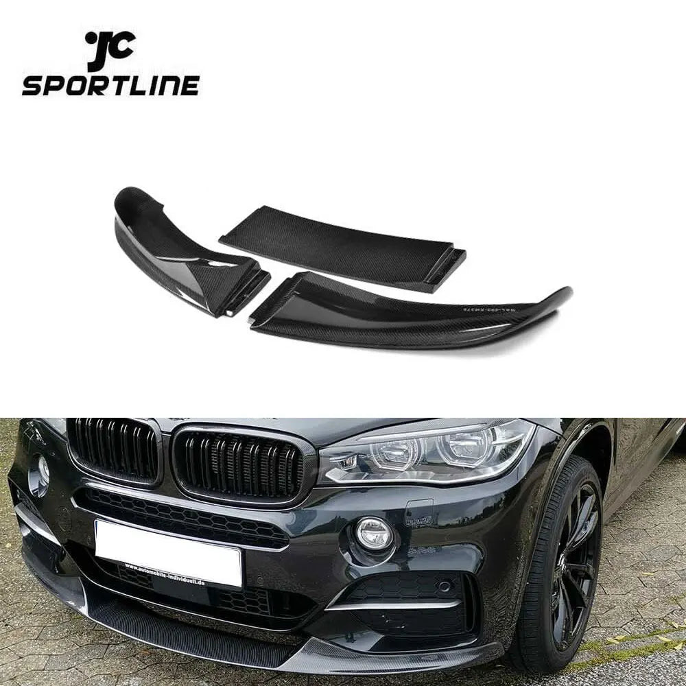 3PCS/SET P style Carbon Fiber Front Lip for BMW X5 F15 M-Sport X5M 14-18