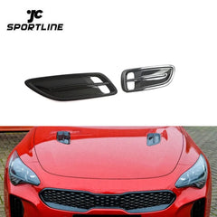 Dry Carbon Fiber Hood Vents Insert Cover Trims For KIA Stinger 2018 2023