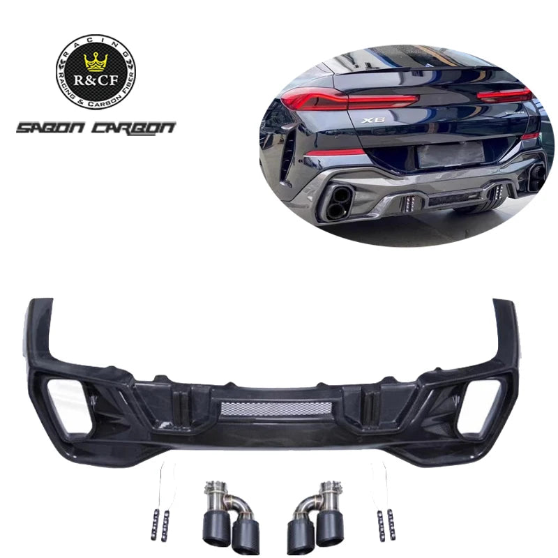 2019 X6 G06 M sport LD style Carbon Fiber Rear bumper diffuser lip for BMW X6 G06