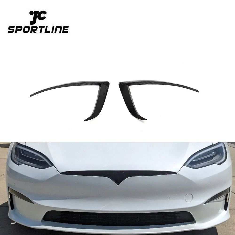 Carbon Fiber Car Front Bumper Air Vent Trims for Tesla Model S Plaid 2021-2023