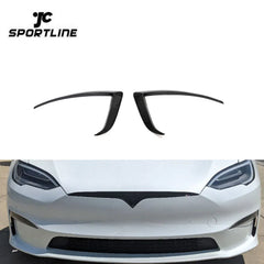 Carbon Fiber Car Front Bumper Air Vent Trims for Tesla Model S Plaid 2021-2023