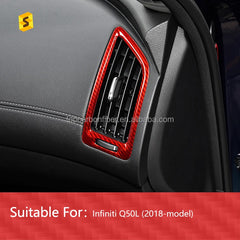 Es 2Pcs Red Carbon Fiber Console L&R Air Outlet Vent Trim For Infiniti Q50 2014-2023 R Carbon Fiber Trim