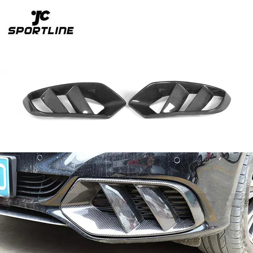 for Mercedes Benz W205 C  Class C180 C200 2015-2017  carbon fiber primer Front Bumper Air Vent Outlet Cover Trim Mesh Grill