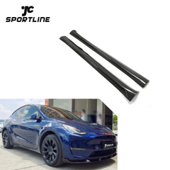 Prepreg Dry Carbon Fiber Side Skirts Lip for Tesla Model Y Sport Utility 4-Door 2019-2021