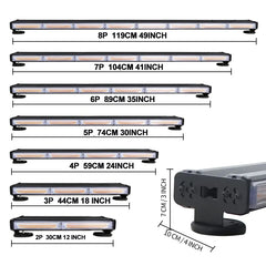 COB Roof Top LED Strobe Light Bar Double Row Amber Hazard Warning Light With Magnetic Car Light Accessories