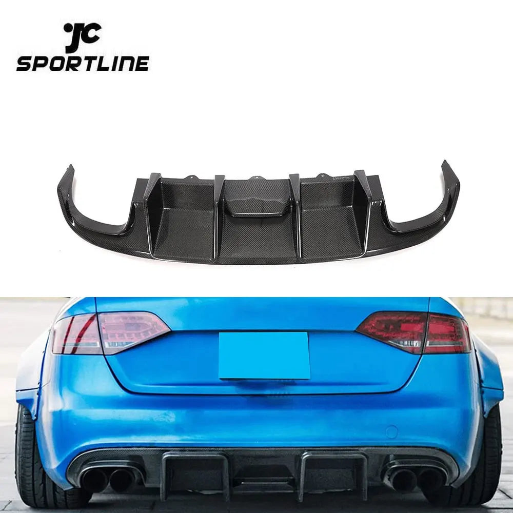 Real Carbon Fiber Rear Bumper Lip Diffuser Valance For Audi S4 B8 Sedan 2008 2012