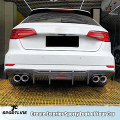 For Audi A3 S-LINE S3 Sportback 2017-2019 Carbon Fiber Rear Bumper Diffuser Lip