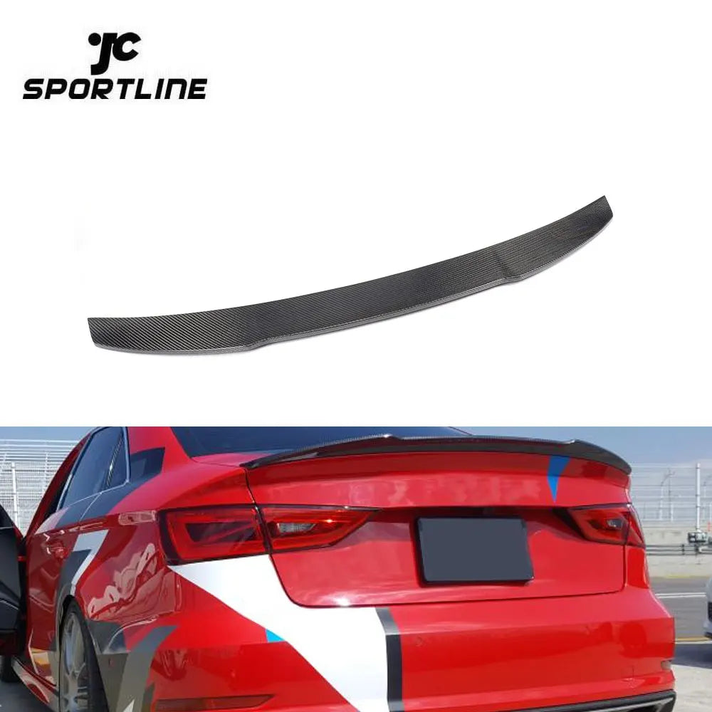 JC Style Carbon Fiber Rear Trunk Spoiler Wing for Audi A3 S3 8V 2015-2017