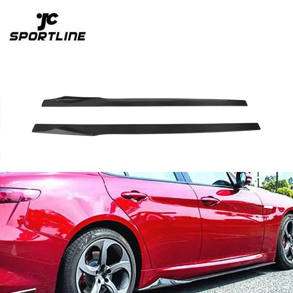 Carbon Fiber Side Skirts Extension Lip SpoilerFor Alfa Romeo Giulia 2017-2020