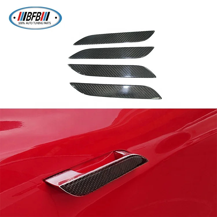 Dry Carbon Fiber Exterior Accessories Side Door Handle Cover Protective Trims For Tesla Model S 2016-2019