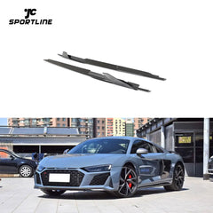 R8 Prepreg Dry Carbon Fiber Car Side Skirt Winglets for Audi R8 V10 2023