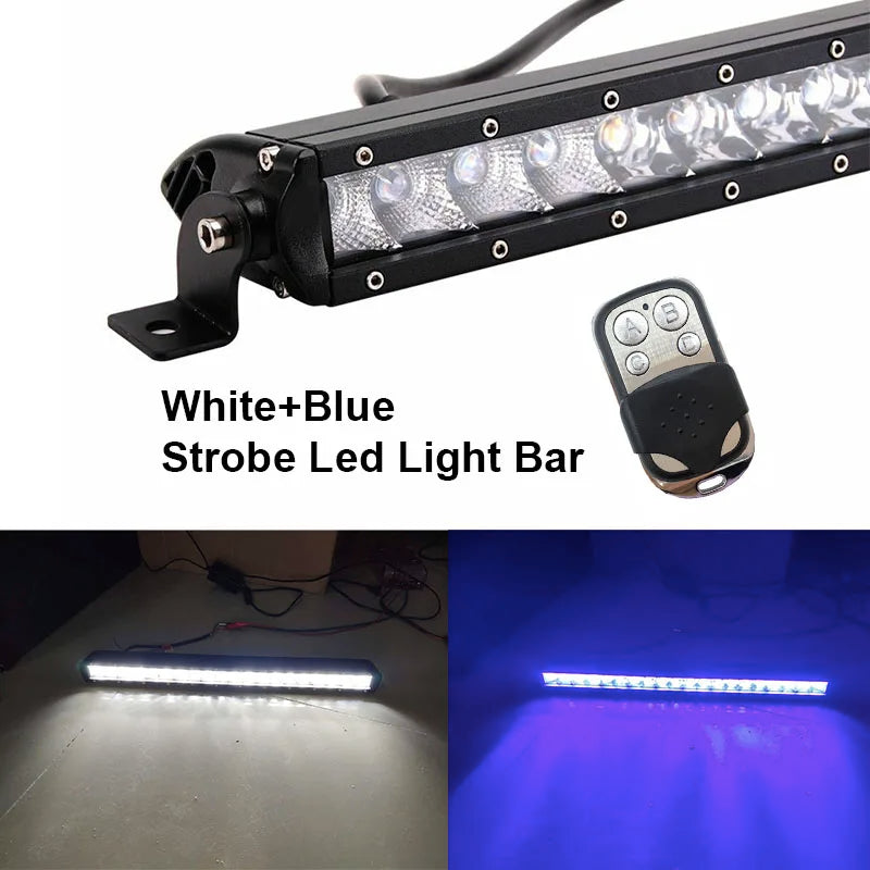 32 Inch Auto Accessories Single Row Led Light Bar White Blue 12v 24v Led Driving Front Strobe Light Bars