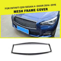 Car Grill Carbon Fiber Mesh Frame Cover for Infiniti Q50 Sedan 4-Door 14-16