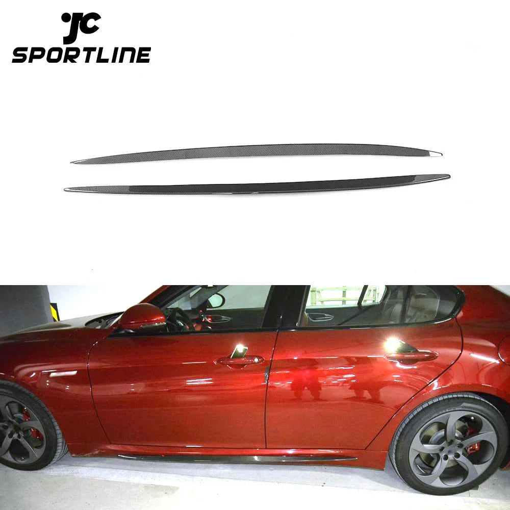 2017 QV Style Giulia Carbon Fiber Side Skirts Molding Trim for Alfa Romeo Giulia Quadrifoglio Verde