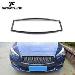 Car Grill Carbon Fiber Mesh Frame Cover for Infiniti Q50 Sedan 4-Door 14-16