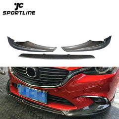 3PCS/SET Carbon Fiber M6 Front Lip Splitters for Mazda 6 Atenza 2017 2018 2019