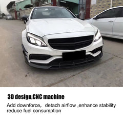 Carbon Fiber W205 Front Bumper Lip for Mercedes W205 C63 AMG Coupe 15-18