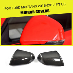 Vacuum Carbon Fiber Side Mirror Covers for Ford Mustang GT Coupe 2-Door 15-17