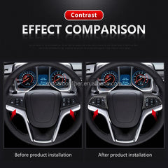 ES Real Carbon Fiber Steering Wheel Button Trim Sticker For Camaro 2012 to 2015 Auto Interior Trim Accessories