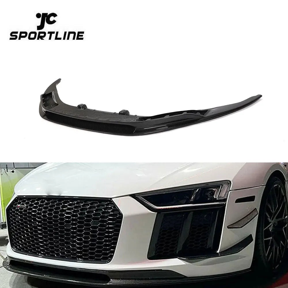 Dry Carbon Fiber R8 Front Bumper Lip for Audi R8 Gen 2 V10 Coupe 2016-2018 Custom Design