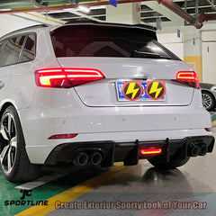 For Audi A3 S-LINE S3 Sportback 2017-2019 Carbon Fiber Rear Bumper Diffuser Lip