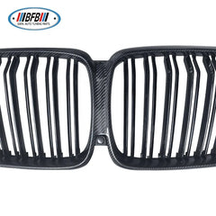 Fit For BMW X5 Series G05 2019-2022 Carbon Fiber Front Bumper Kidney Grille Double Strips Style