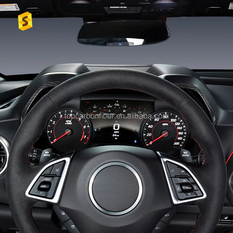 ES Real Carbon Fiber Dashboard Decorative Strip Trim For Chevrolet Camaro 2016 For Now Coupe Auto Interior Trim Accessories