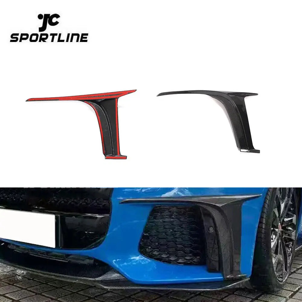 Carbon Fiber Front Bumper Splitter Air Vent Fins for Jaguar F-Type SVR 2-Door 2018-2019