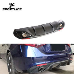 Carbon Fiber Rear Diffuser for Alfa Romeo Giulia 2017 2018 2019 2020 Lower Rear Bumper Diffuser Lip Spoiler