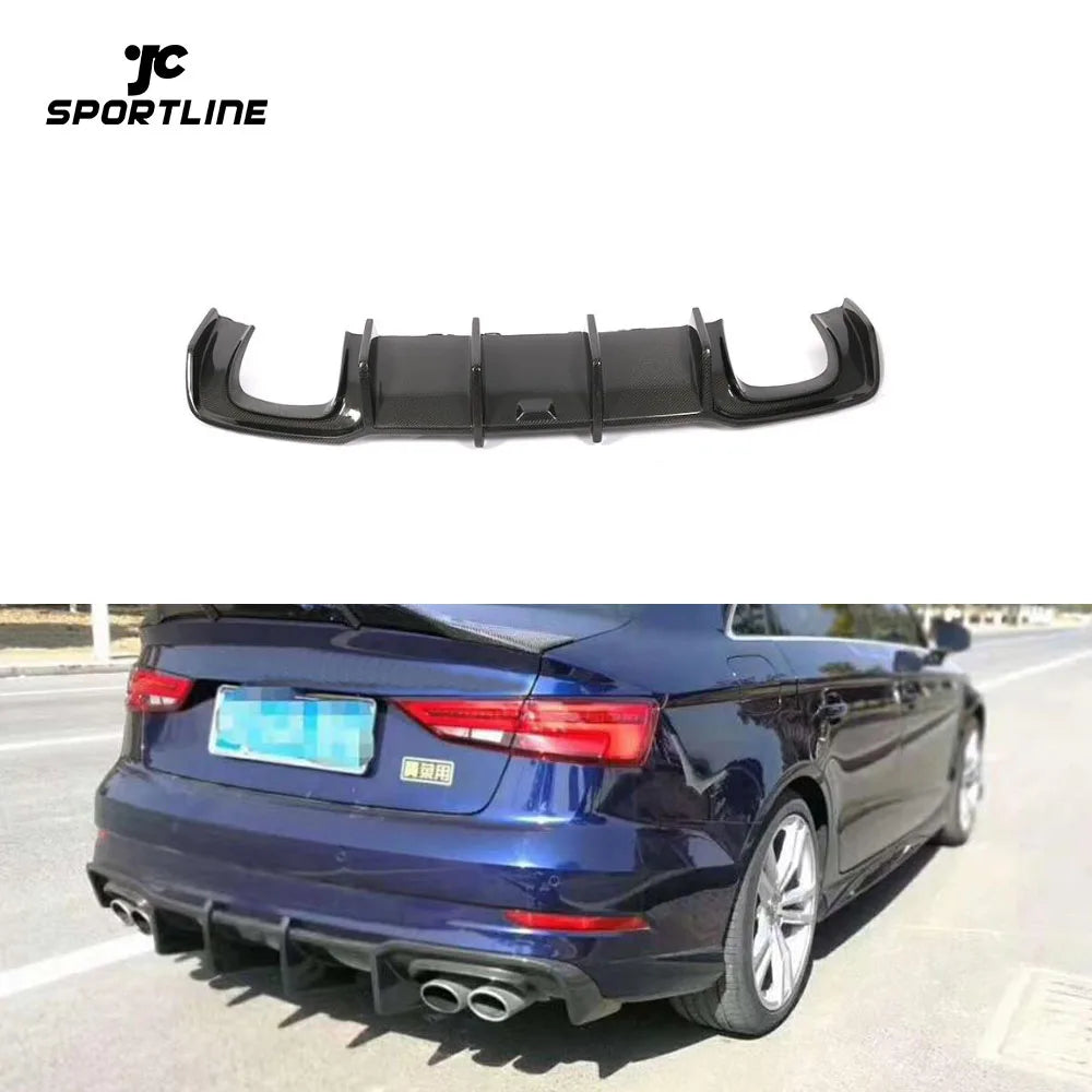 Carbon Fiber Car Rear Diffuser for Audi S3 A3 S-Line 8V Sedan 4-Door 2017