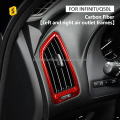 Es 2Pcs Red Carbon Fiber Console L&R Air Outlet Vent Trim For Infiniti Q50 2014-2023 R Carbon Fiber Trim